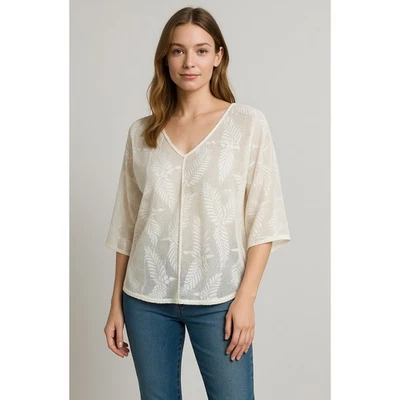 Camisa Giada Forte Resort Mujer 0 Marfil Encaje Transparente Crochet Kimono Top Playa Foto 1 de 4