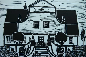 Linolschnitt „Barkenhoff von Heinrich Vogeler“, signiert T. Ehmke, Exemp. 25/25! - Bild 1 von 4