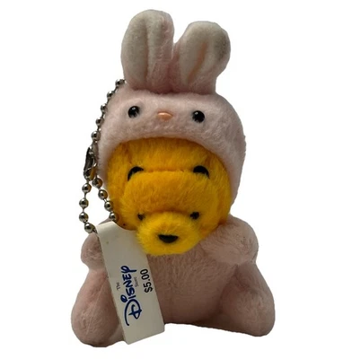 Disney Winnie the Pooh Pink Bunny Rabbit Costume Mini Plush Keychain Deadstock - Image 1 of 4