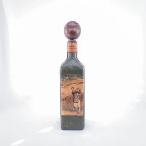 Vintage Leather Wrapped Decanter Bottle 60s Golf Scene by Fausto Corduri -Italy  - Picture 1 of 8