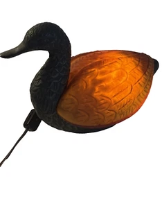 Vintage Mallard/Duck Lamp / Night Light With Green And Amber Colored Glass - Picture 1 of 13