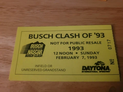 1993 Daytona International Speedway Busch Clash Race Ticket Dale Earnhardt Win Cover