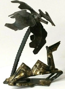 OOAK Hand Made Brutalist Kneeling Camel & Palm Tree Sculpture MCM Rustic - Bild 1 von 11