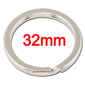 32mm 925 STERLING SILVER FLAT Split Ring KEYCHAIN KEY RING AREZZO 888AR ITALY - Picture 1 of 4