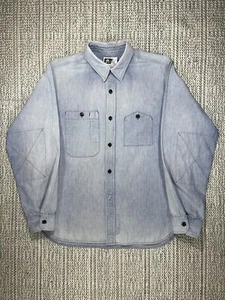 ENGINEERED GARMENTS Work Shirt, MEN'S LARGE -Slim, Organic Fading, Chambray, USA - Picture 1 of 9