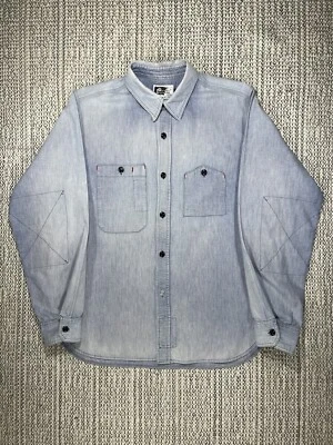 ENGINEERED GARMENTS Work Shirt, MEN'S LARGE -Slim, Organic Fading, Chambray, USA - Image 1 of 4