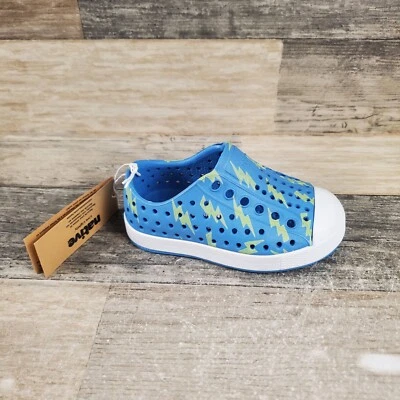 Zapatos Nativos Jefferson Niños Tenis Talla 4 Azul Blanco Estampado Sugarlite Sin Cordones Foto 1 de 4