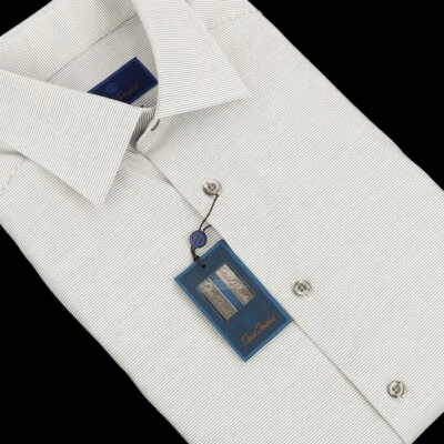 Camisa de Vestir DAVID DONAHUE Gris Rayas Rotas Ajuste Algodón 15.5 34/35 Nueva con Etiquetas Foto 1 de 2