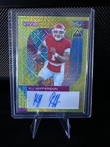 2023 Leaf Vivid Football KJ Jefferson RC Autograph Gold Wave /10 Arkansas Razorb