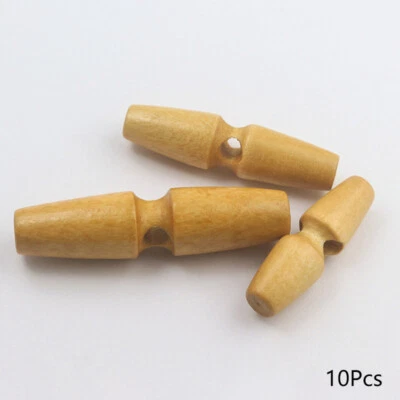 10pcs Wooden Toggle Buttons Coat Jacket Cardigan Duffle Horn Sew Accs - Image 1 of 4