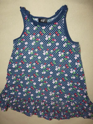 Robe d'été légère sans manches 100% coton bleue imprimée H&M fille 2-4 ans - TBE - Photo 1/4