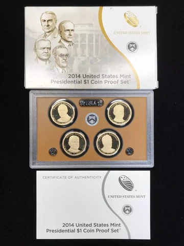 2014-S Presidential Dollar Proof Set w US Mint OGP - Box & COA Cover