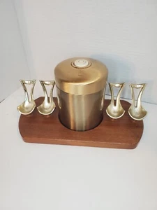 Vtg Mcm Walnut Stand W/ 4 Pipe Holders Tobacco Storage W/Built In Humidor  - Picture 1 of 8