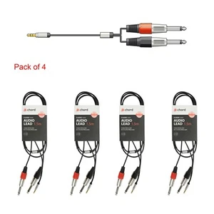 4 x Classic Audio Leads 3.5mm Stereo Jack Plug - 2 x 6.3mm Mono Jack Plugs - 1.5 - Picture 1 of 5