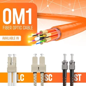 OM1 LC to LC Fiber Optic Patch Cable 62.5/125 Multimode Duplex Orange SC ST 1M - Picture 1 of 16