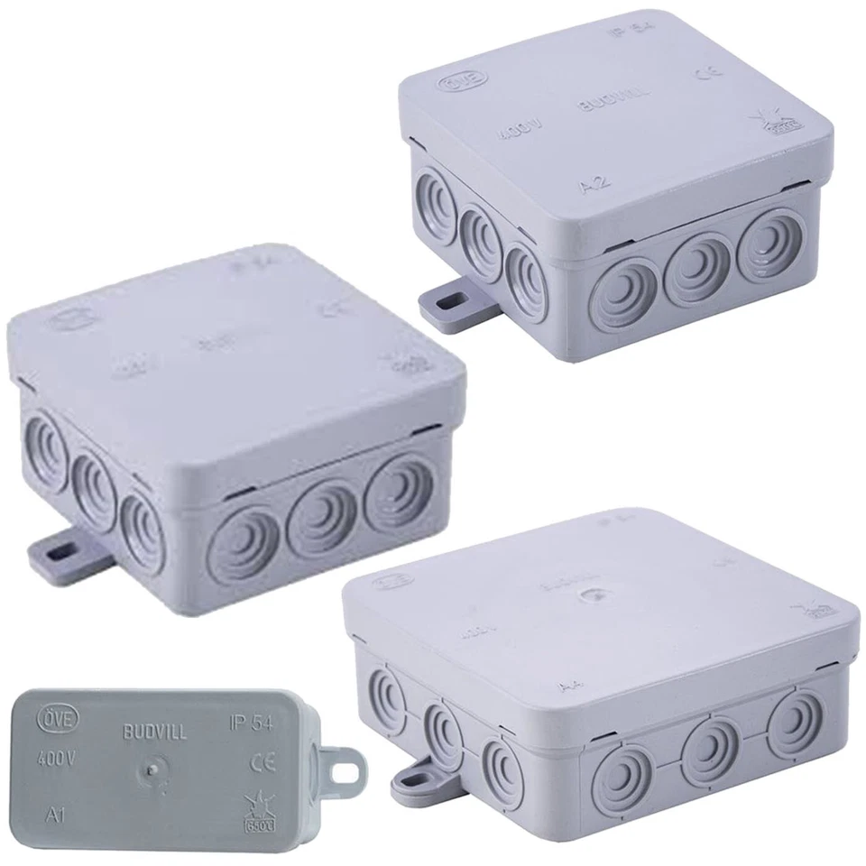 10 Stück Feuchtraum Kabel abzweigdosen Verteilerdose IP54 Grau Aufputz - Bild 1 von 1