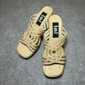 VTG L.E.I Jibe Women’s 6.5 Raffia Braided Strappy Platform Wedge Y2K Sandals - Picture 1 of 20