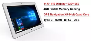 11.6" IPS intel X5 8350 2 in1 4GB 32GB Windows 10 GPS Laptop Tablet PC - Picture 1 of 7