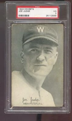1922 Exhibits Joe Judge PSA 3 Graded Baseball Card Exhibit Washington - Image 1 of 2