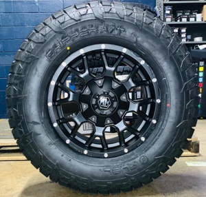 Mayhem Warrior Black 17x9 Wheels Rim 33" Fuel AT Tires 5x5.5 Dodge Ram 1500 - Picture 1 of 6