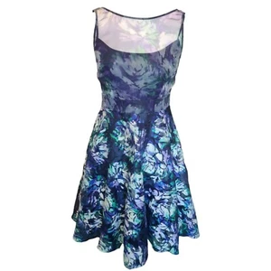 Coast Womens Blue Green Sleeveless Fit & Flare Dress Petticoat Lined Size UK 12 - Picture 1 of 8