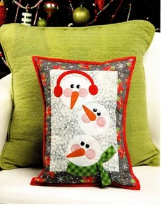 Pila de almohada de muñeco de nieve patrón de edredón pedazado/aplique CM - Imagen 1 de 1