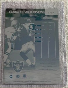 1/1 CHARLES WOODSON 1999 PLACA DE PRENSA DE IMPRESIÓN BORDE DE COLECCIONISTA OAKLAND RAIDERS - Imagen 1 de 2