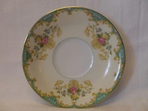 Noritake Tiffany Saucer Gold Trim Ivory Aqua Beige M Logo 5 1/2" EUC - Picture 1 of 4