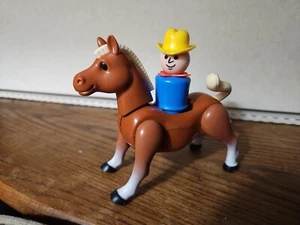 Fisher Price Little People Vtg BROWN HORSE brown white mane With Figure - Picture 1 of 10