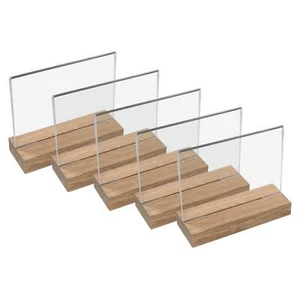 HMF 5x Acryl Tischaufsteller mit Holzfuß DIN A5 Querformat Menükartenhalter - Bild 1 von 5
