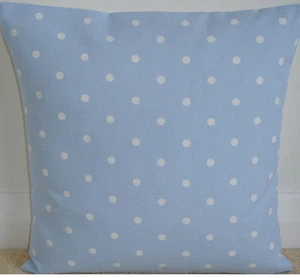 16" Cushion Pillow Cover Baby Light Blue White Polka Dots Nursery Spots    - Picture 1 of 2