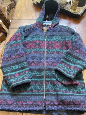 Vintage Woolrich Coat Womens Blanket Full Zip Hooded Wool South Western USA - Image 1 of 4