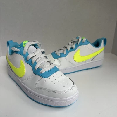 Nike Court Borough Low 2 GS/5Y 'White Baltic Blue Volt' Women's 6.5 (BQ5448-122) - Image 1 of 4