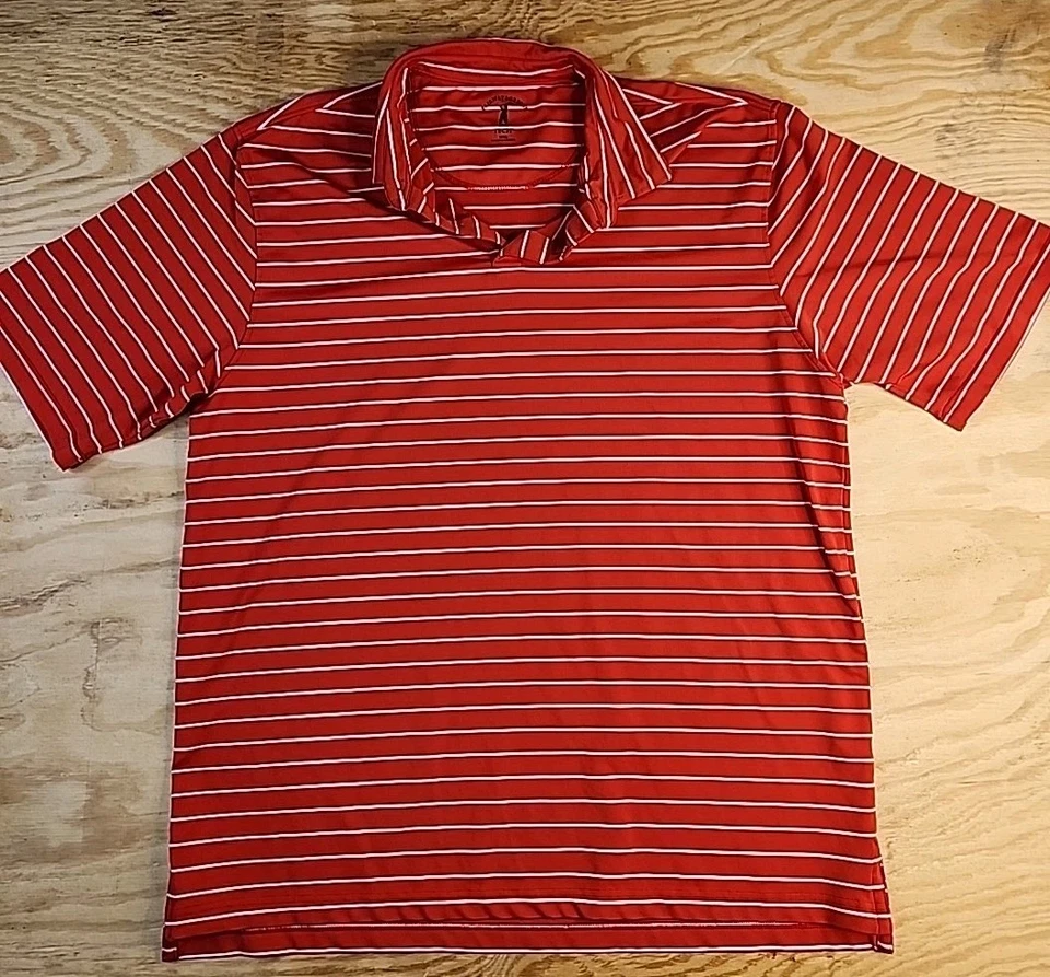 Camisa polo ligera de golf Fairway & Greene Tech a rayas rojas para hombre 2XL Foto 1 de 4