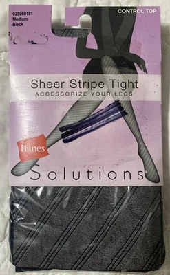 NUEVO HANES Solutions Medias Control Top Rayas Transparentes Apretadas - Pantimedias Para Mujer Foto 1 de 3