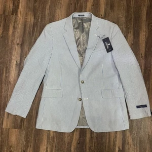 Stafford Seersucker Sport Coat Men’s 42R Blue Classic Fit Essentials Striped - Picture 1 of 10