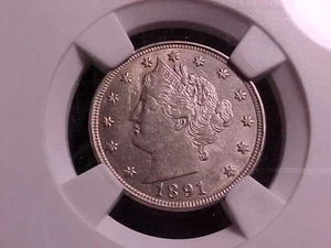 1891-P Liberty V Nickel - UPPER GRADE UNC - HARD TO FIND THIS NICE - Picture 1 of 3