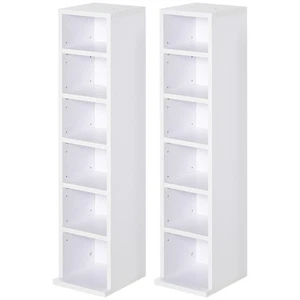 HOMCOM Set of 2 CD Storage Units with Adjustable Shelves White - Picture 1 of 11