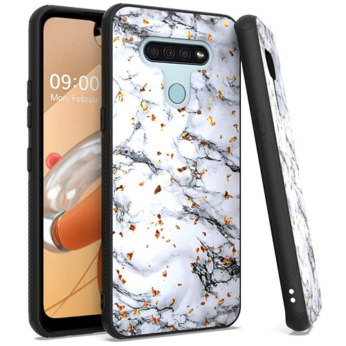 Emax Gold Flake Marble Candy Case for LG K51 - White - Image 1 of 1