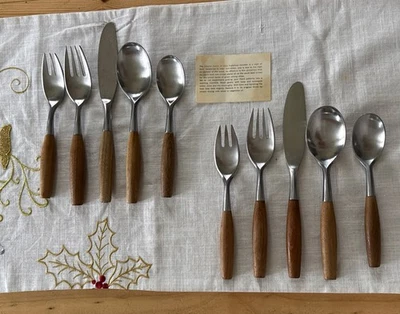 VtG DANSK Fjord 2 Sets Of 5 Piece Service Teak Wood & Stainless Beautiful Sets! - Image 1 of 4