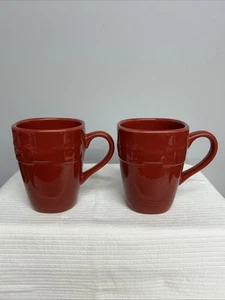 Longaberger Pottery Paprika Woven Traditions Extra Large Set Of 2 Coffee Cup EUC - Picture 1 of 5
