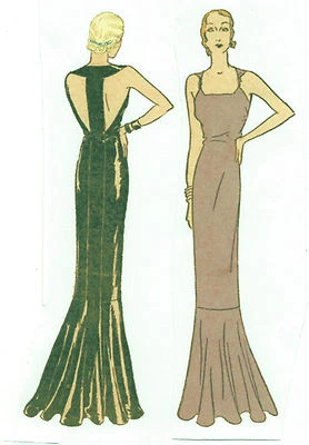 1930s Vintage Sewing Pattern B34 EVENING DRESS (R952)  - Image 1 of 3