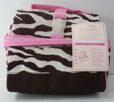Pottery Barn Kids Mackenzie Zebra Retro Classic Lunch Bag Pink Coffee #9876 - Image 1 of 4
