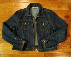 NWT Ladies Jean Jacket, Dark Wash, Juniors , Sz L - Picture 1 of 8