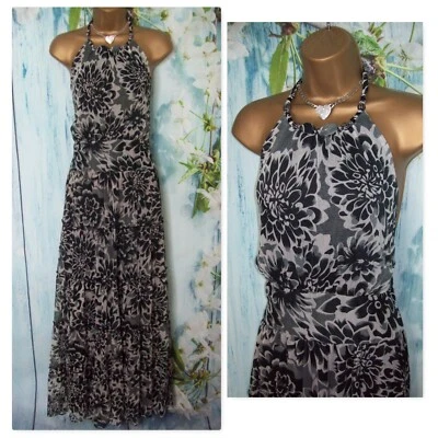 New Roman Floral Halter Maxi Dress Size 20 Chiffon Floaty Cruise Holiday Wear - image 1 of 4