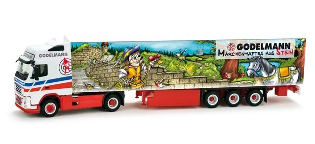 HERPA - VOLVO GL XL 4x2 con semirimorchio 3 Assi - GODELMANN - 1/87 - HER158633 - Immagine 1 di 1