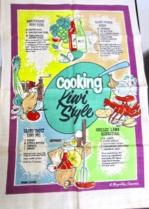 Vintage Linen COOKING KIWI STYLE RANGATIRA SOUVENIR TEA TOWEL New Old Stock - Picture 1 of 9