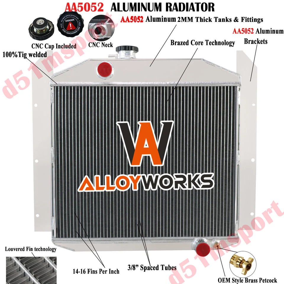 Radiador de aluminio de 4 filas para Studebaker Commander 1949-1952 2R5 2R6 2R10 2R11 Foto 1 de 4