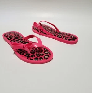 MELISSA Flip Flops Animal Print  Leopard Flat Sandals w/ Bow Black US  7 - Picture 1 of 3