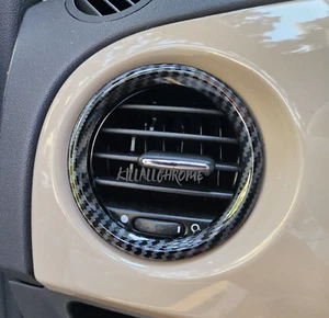 FIAT 500 ABARTH CARBON EFFECT 2 X AIR VENT RING COVERS TRIMS UK STOCK 595 695 - Picture 1 of 3